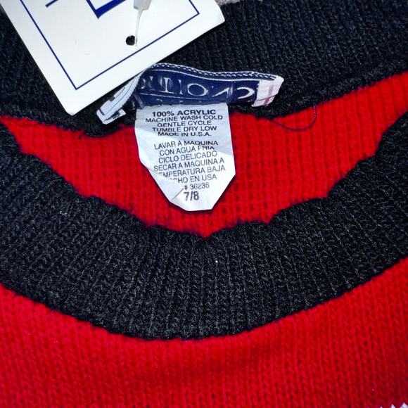 Vintage 80s Basic Editions Christmas Holiday Teddy Bear girls sweater 7/8 new - Picture 7 of 7